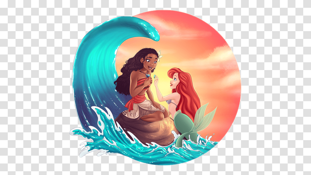 Moana Ocean Disney Mermaid Mermaids Thelittlemermaid Moana And Ariel, Person, Painting Transparent Png