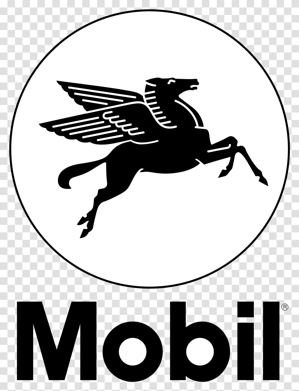 Mobil Pegasus Logo Mobil Oil Pegasus, Symbol, Emblem, Trademark, Stencil Transparent Png