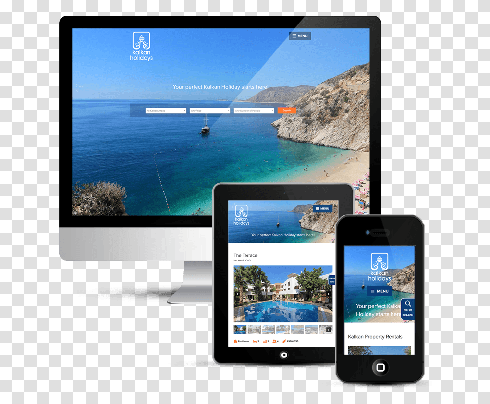 Mobile Responsive Website Design For Kalkan Holidays Kaputa Beach, Mobile Phone, Electronics, Cell Phone, Computer Transparent Png