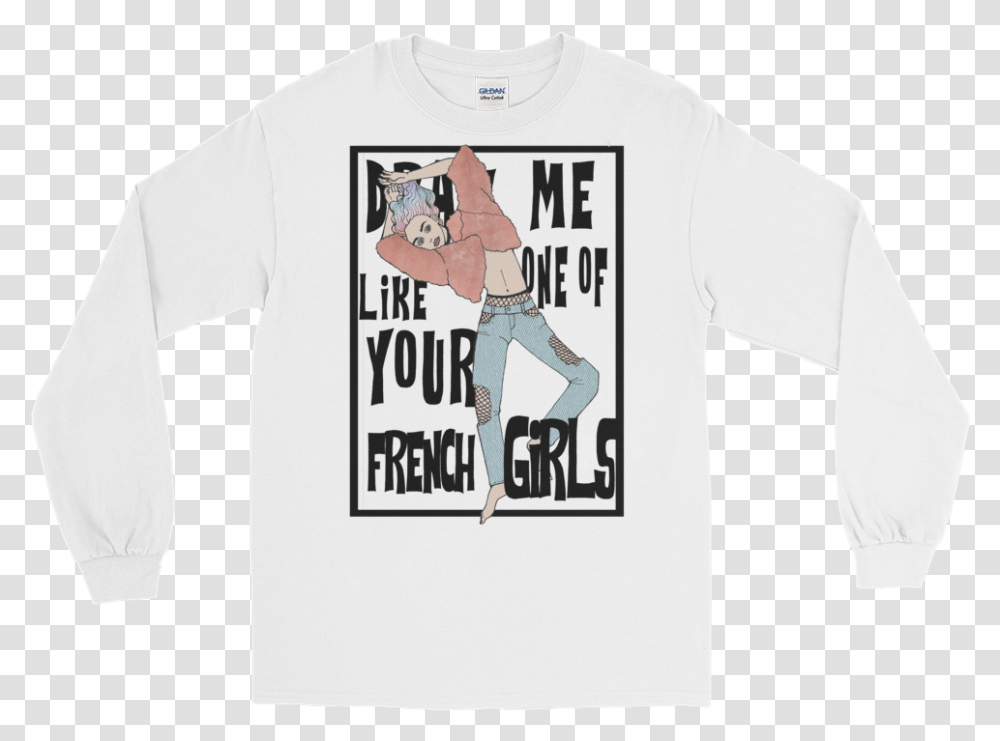 Mockup Flat Front White Cool Long Sleeve Shirts Girls, Apparel, T-Shirt, Person Transparent Png