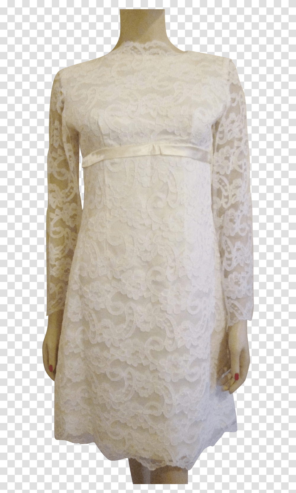 Mod White Lace Dress Vintage 1960s Wedding Party Womens Lace, Sleeve, Apparel, Long Sleeve Transparent Png