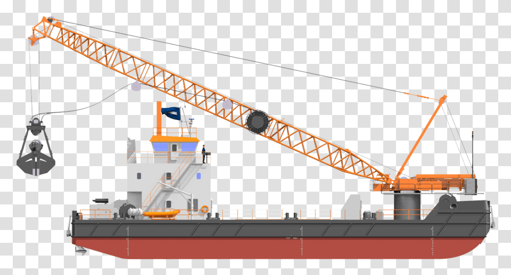 Model Crane Ship, Construction Crane, Vehicle, Transportation, Barge Transparent Png