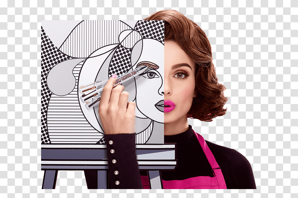 Model Vector Makeup Art Of The Brow Benefit, Person, Drawing, Face Transparent Png