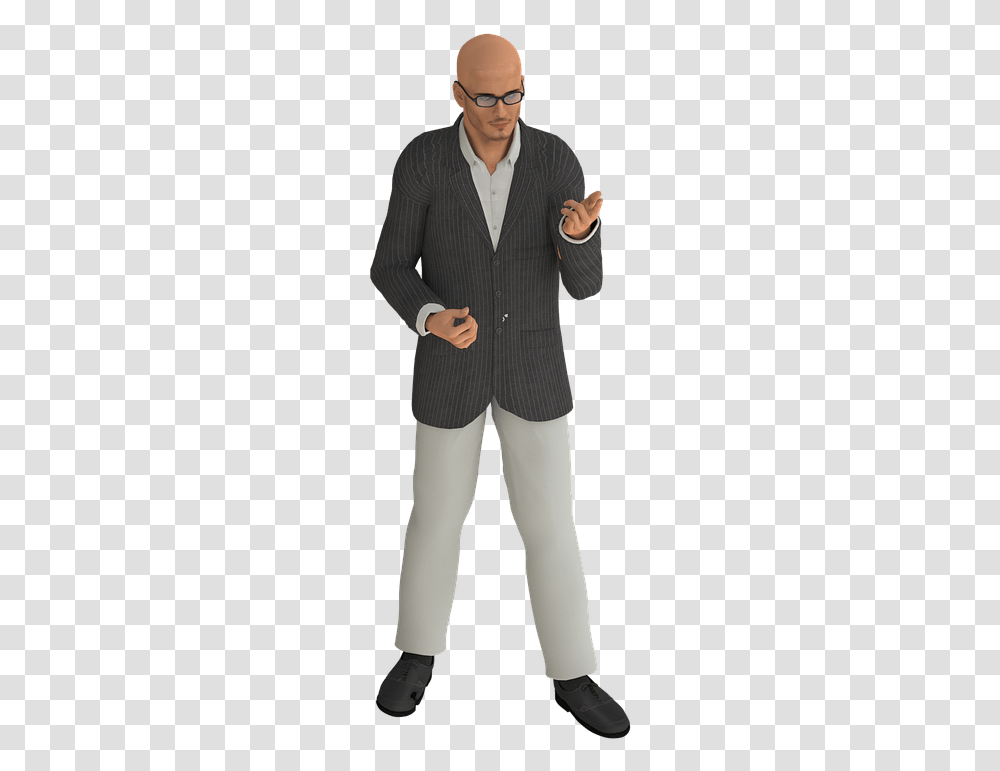 Modern Bald Man Wearing Glasses White Bald Man, Apparel, Person, Human Transparent Png