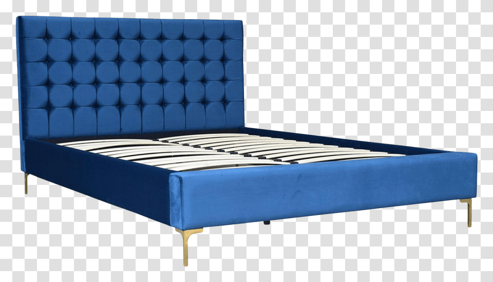 Modern Blue Velvet Eastern King Bed Frame Royal Blue Velvet Bed, Furniture, Ottoman Transparent Png