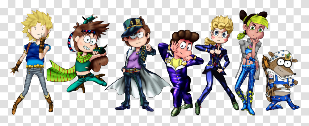 Modern Cartoon Characters Posing As Jojo's Bizarre Jojo Bizarre Adventure Regular Show, Costume, Person, Comics, Book Transparent Png
