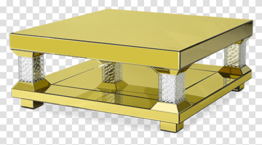 Modern Crystal Accent Square Gold Mirror Top Cocktail, Furniture, Table, Coffee Table, Tabletop Transparent Png