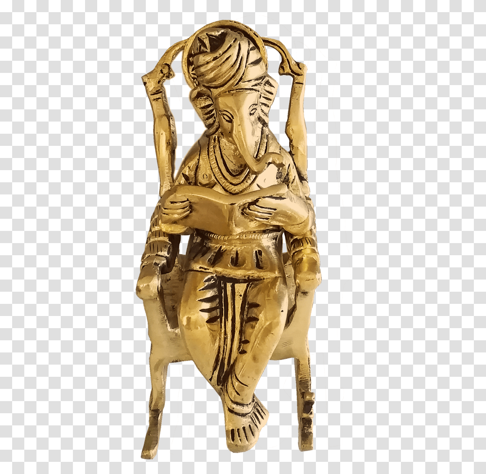 Modern Cute Brass Ganesha Reading Book Carving, Person, Gold, Archaeology, Figurine Transparent Png