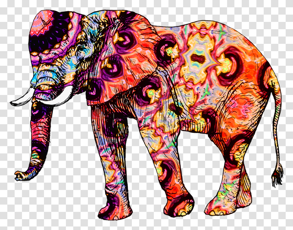 Modern Elephant Cross Stitch, Ornament, Pattern, Fractal Transparent Png