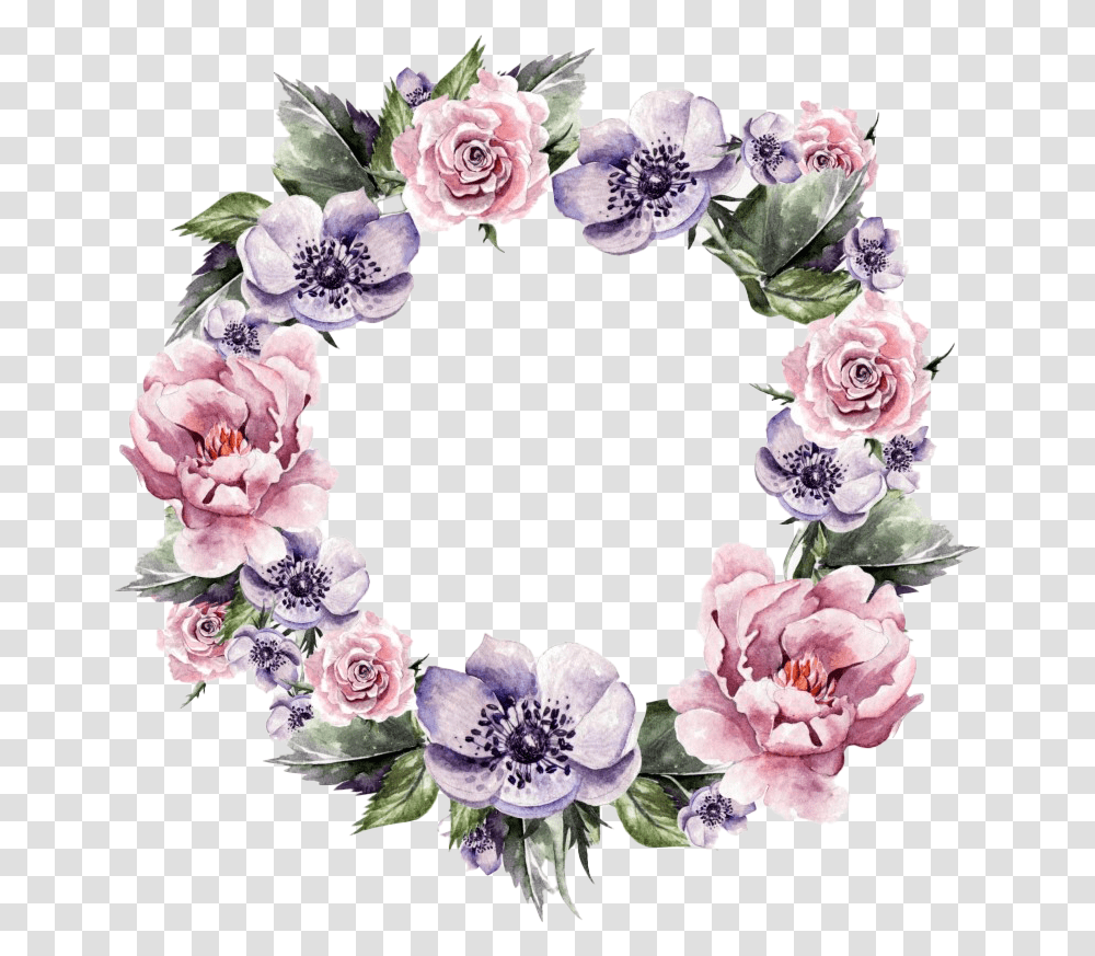 Modern Floral Garland Image Background Watercolor Wreath Pink, Floral Design, Pattern Transparent Png