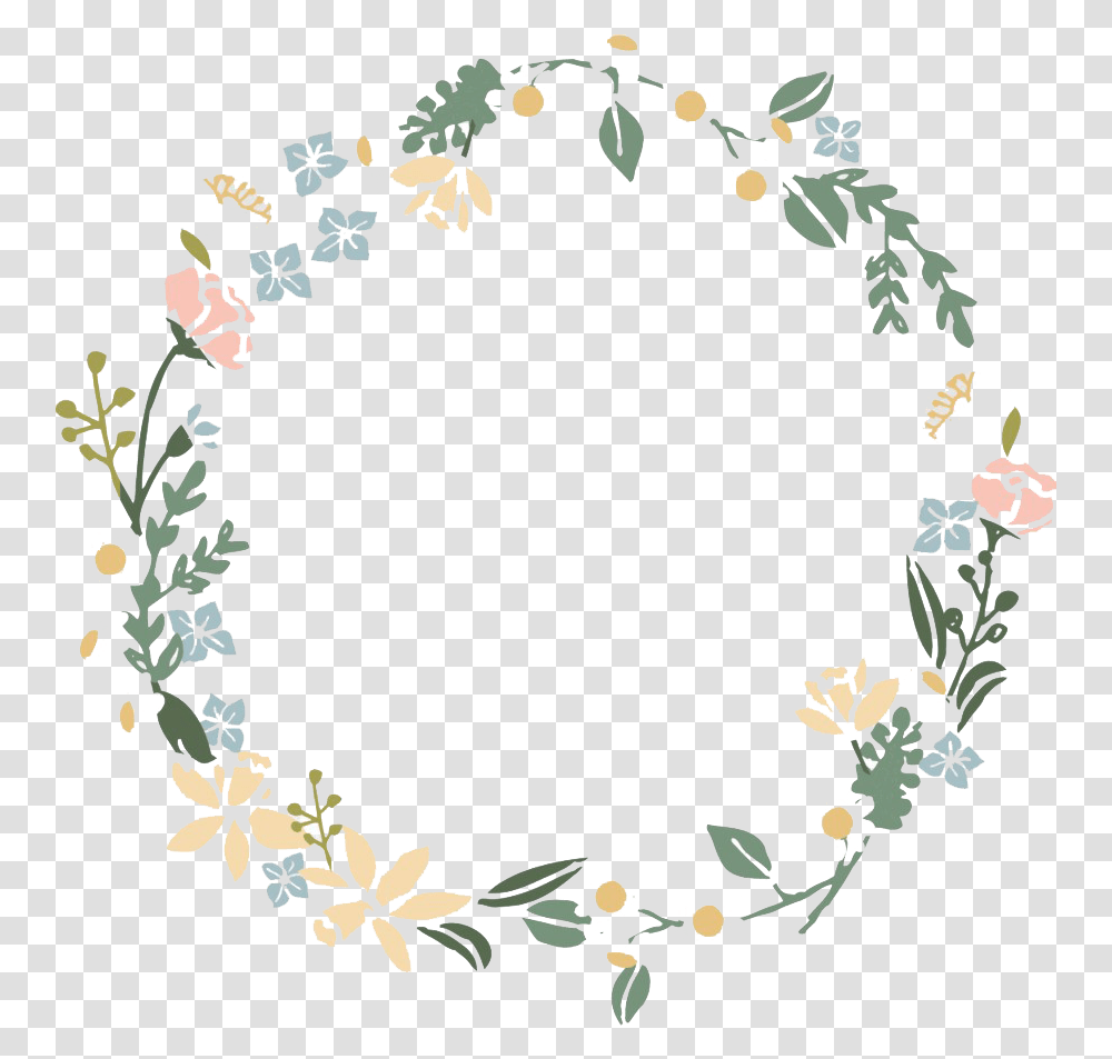Modern Floral Garland Picture Wreath With Flowers Drawing, Floral Design, Pattern Transparent Png