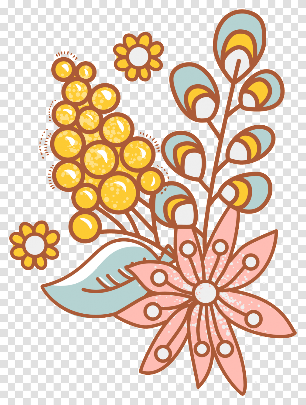 Modern Hand Painted Watercolor Flowers Free, Floral Design, Pattern Transparent Png