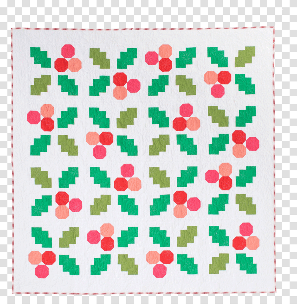 Modern Holly Jolly Pattern, Rug, Quilt, Applique, Home Decor Transparent Png