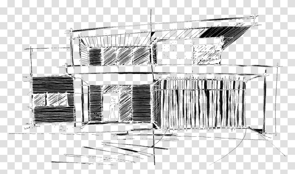 Modern House Sketch Sketch, Urban, Building, Silhouette, Outdoors Transparent Png