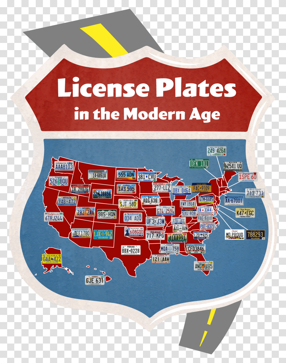 Modern License Plate Map, Logo, Poster, Plot Transparent Png