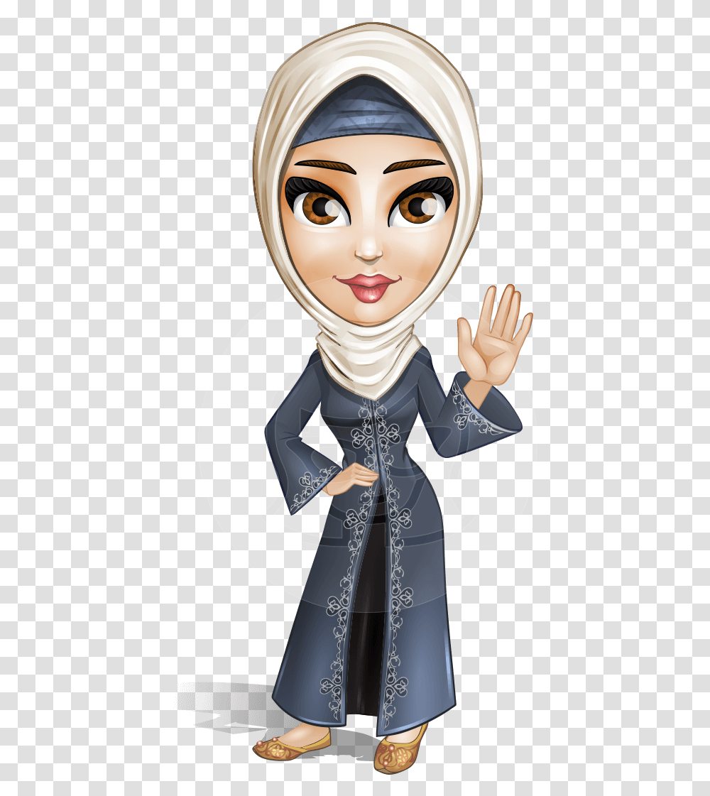 Modern Muslim Woman Cartoon Vector Character Aka Nawal Cartoon, Person, Human, Manga, Comics Transparent Png