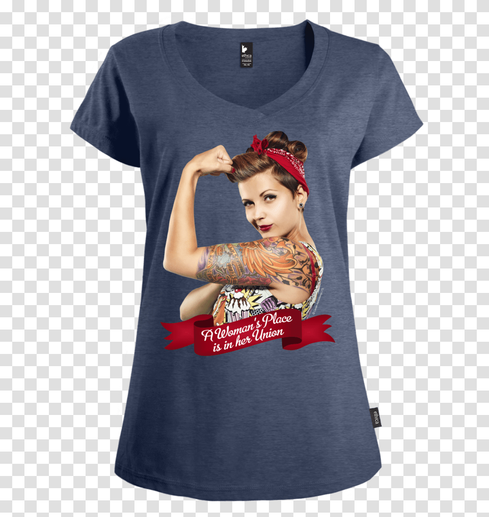 Modern Rosie Shirt Short Sleeve, Clothing, Person, T-Shirt, Tattoo Transparent Png
