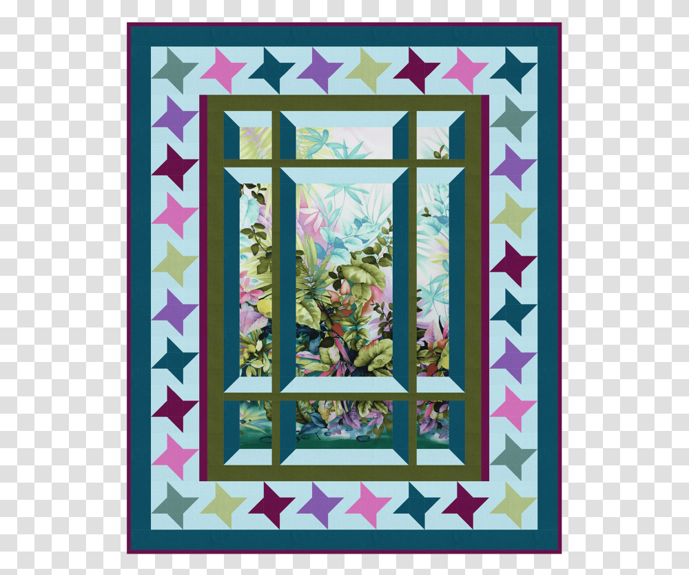 Modern Window 2 With Star Border By Barb Sackel Picture Frame, Quilt, Rug, Poster Transparent Png