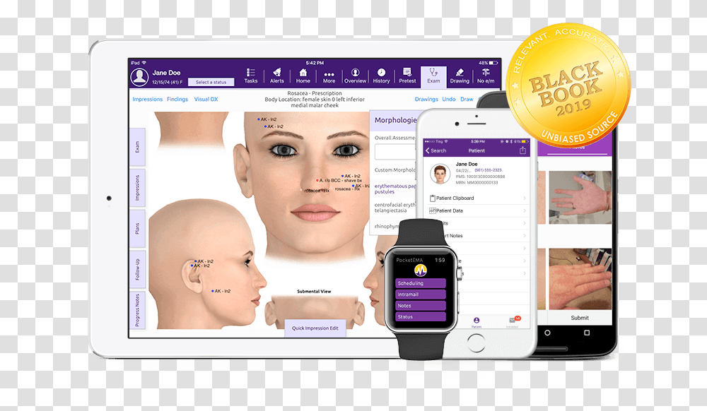 Modmed Dermatology Software Suite On Ipad Iphone Ema Electronic Medical Records, Mobile Phone, Electronics, Cell Phone, Person Transparent Png