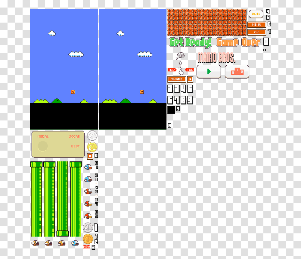 Mods Background Of Flappy Bird, Super Mario, Scoreboard, Pac Man Transparent Png