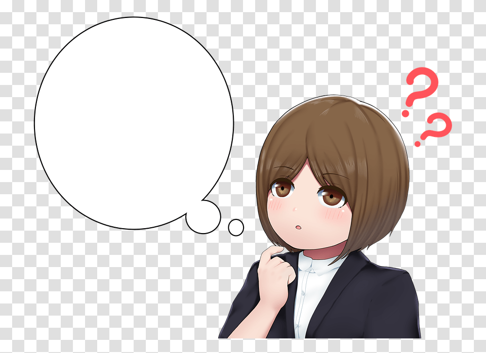 Moe Cute Anime Question Callout Mystery Cartoon Te, Person, Female, Ball Transparent Png