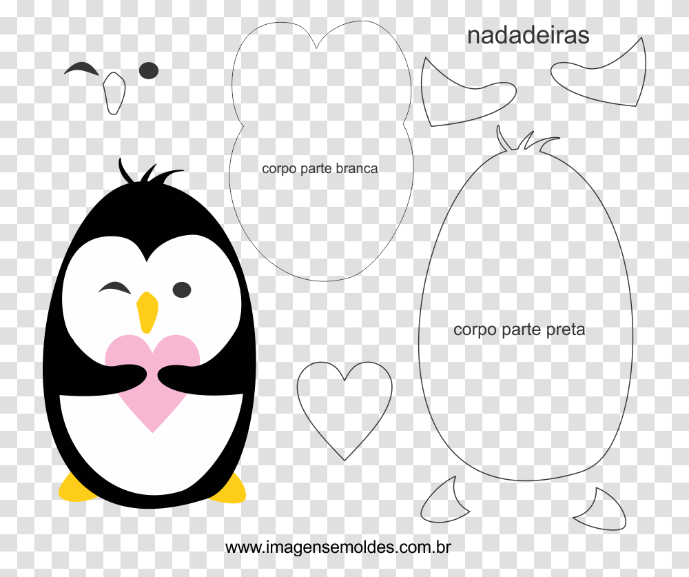 Molde De Pinguim 2 Para Eva Feltro E Artesanato Molde De Pinguim Em Eva, Stencil, Label, Diagram Transparent Png