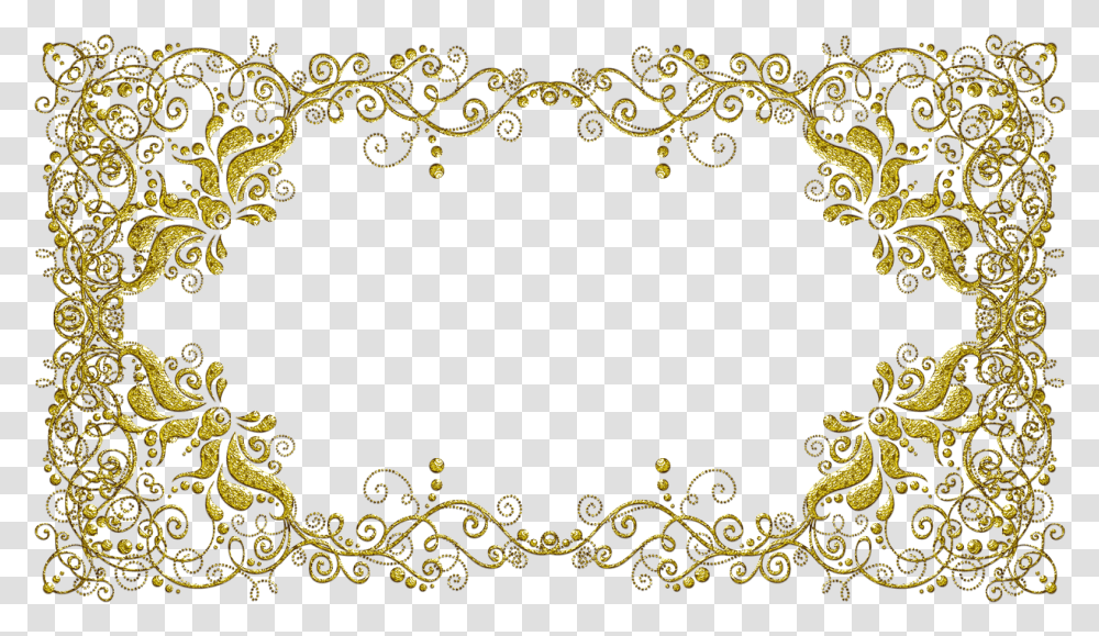 Molduras Com Arabescos Dourados Moldura Convite De Casamento, Floral Design, Pattern Transparent Png