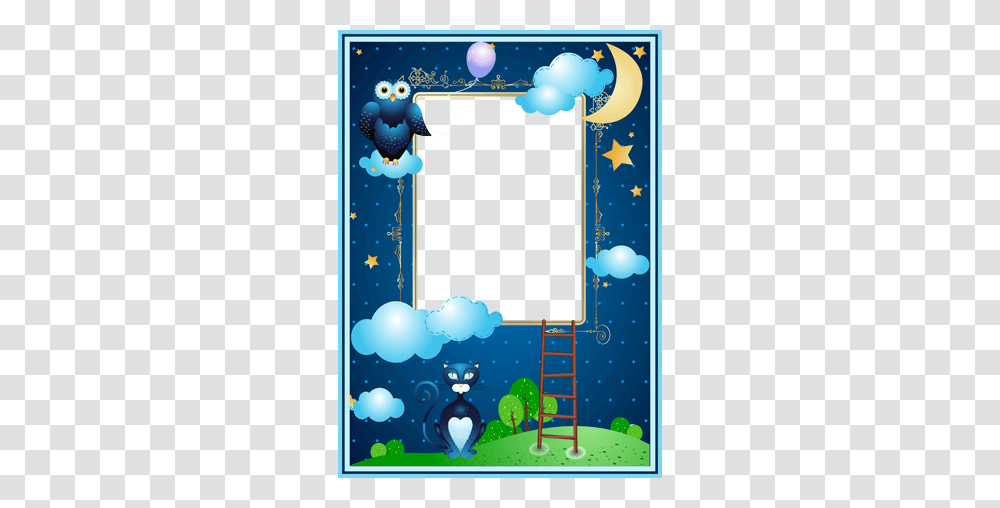 Molduras Fotos Moldura Noite Com Lua Coruja E Gato, Super Mario Transparent Png