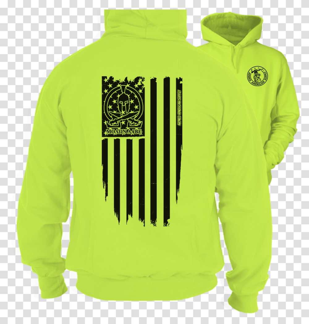 Molon Labe Ghost Flag Hivis Hoodie Four Leaf Clover Shirt, Clothing, Apparel, Sweatshirt, Sweater Transparent Png