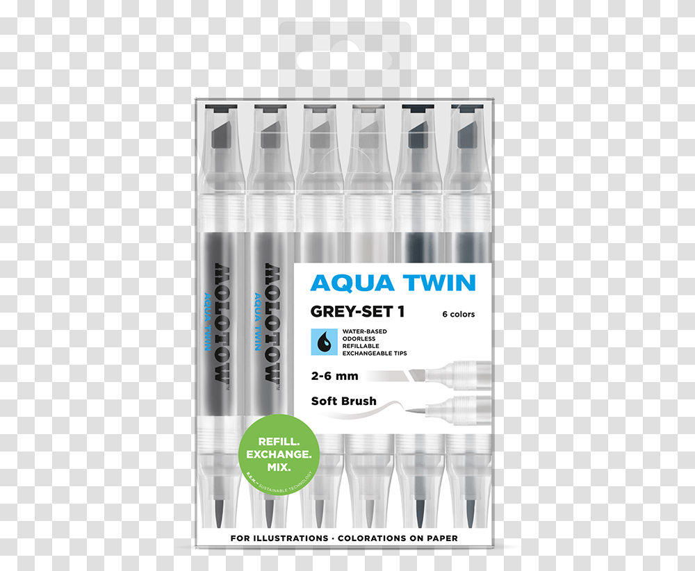 Molotow Aqua Twin Grey Set, Tin, Can, Aluminium, Spray Can Transparent Png