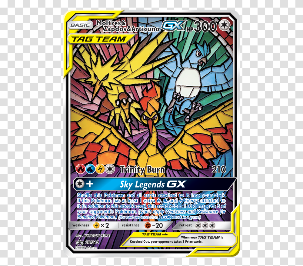 Moltres Amp Zapdos Amp Articuno Gx, Poster, Advertisement, Stained Glass, Flyer Transparent Png
