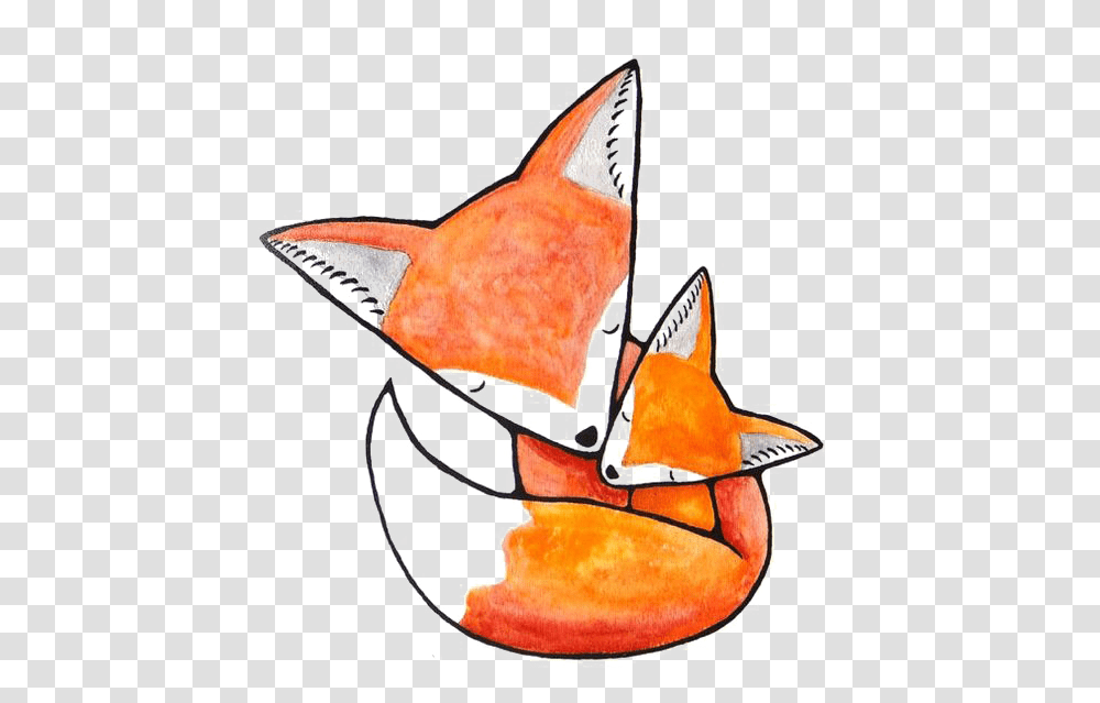 Mom And Baby Fox Clipart, Label, Animal, Fish Transparent Png
