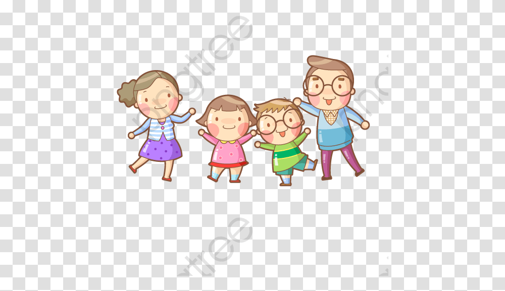 Mom And Dad Son Son And Daughter Cartoon, Doll, Toy, Person, Human Transparent Png
