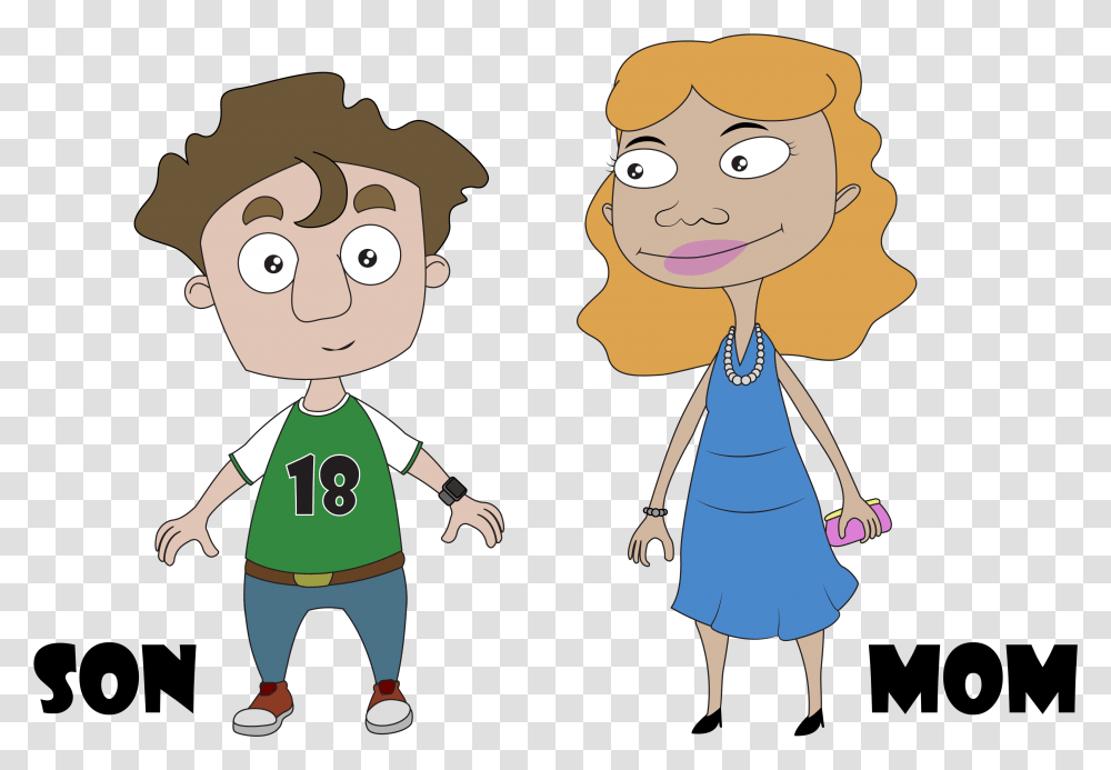 Mom And Son Cartoon Cartoons Mom And Dad Animated, Person, Human, People, Elf Transparent Png