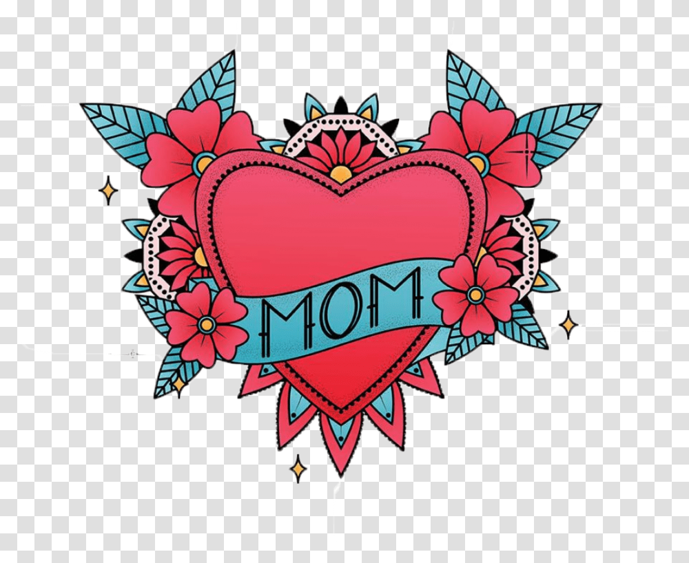 Mom Heart In Color Heart Colored Mom Heart Tattoo, Doodle, Drawing, Pattern, Label Transparent Png