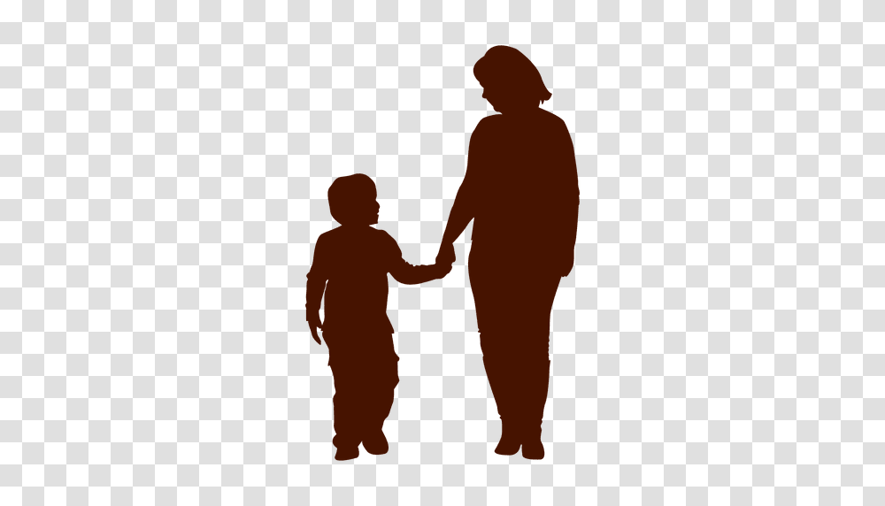 Mom Holding Kid Family Silhouette, Hand, Holding Hands, Person, Human Transparent Png