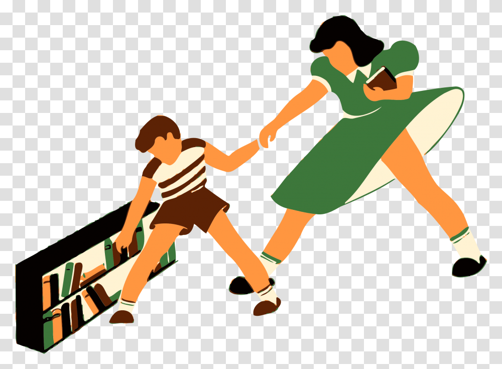 Mom Pulling Boy Back To School Vector Clipart Image, Person, Hand, Leisure Activities Transparent Png