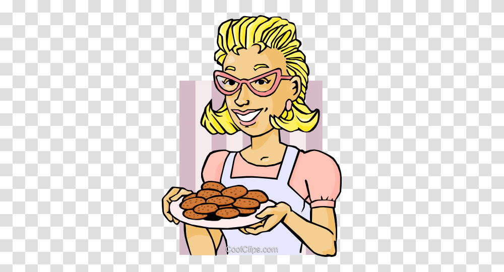 Mom Serving Cookies Royalty Free Vector Clip Art Illustration, Person, Human, Food, Biscuit Transparent Png