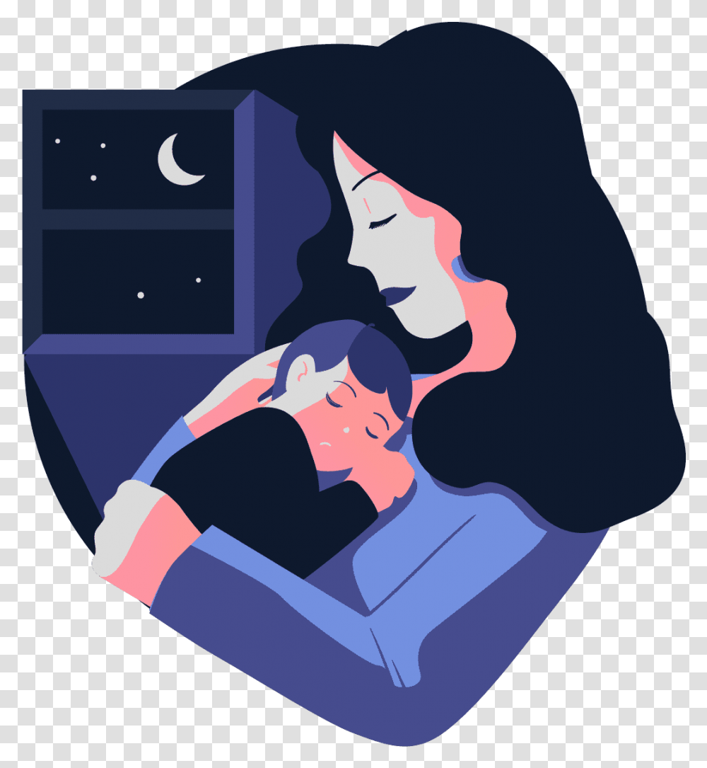 Mom Sleeping Baby Sleep App Illustration, Person, Girl, Female Transparent Png