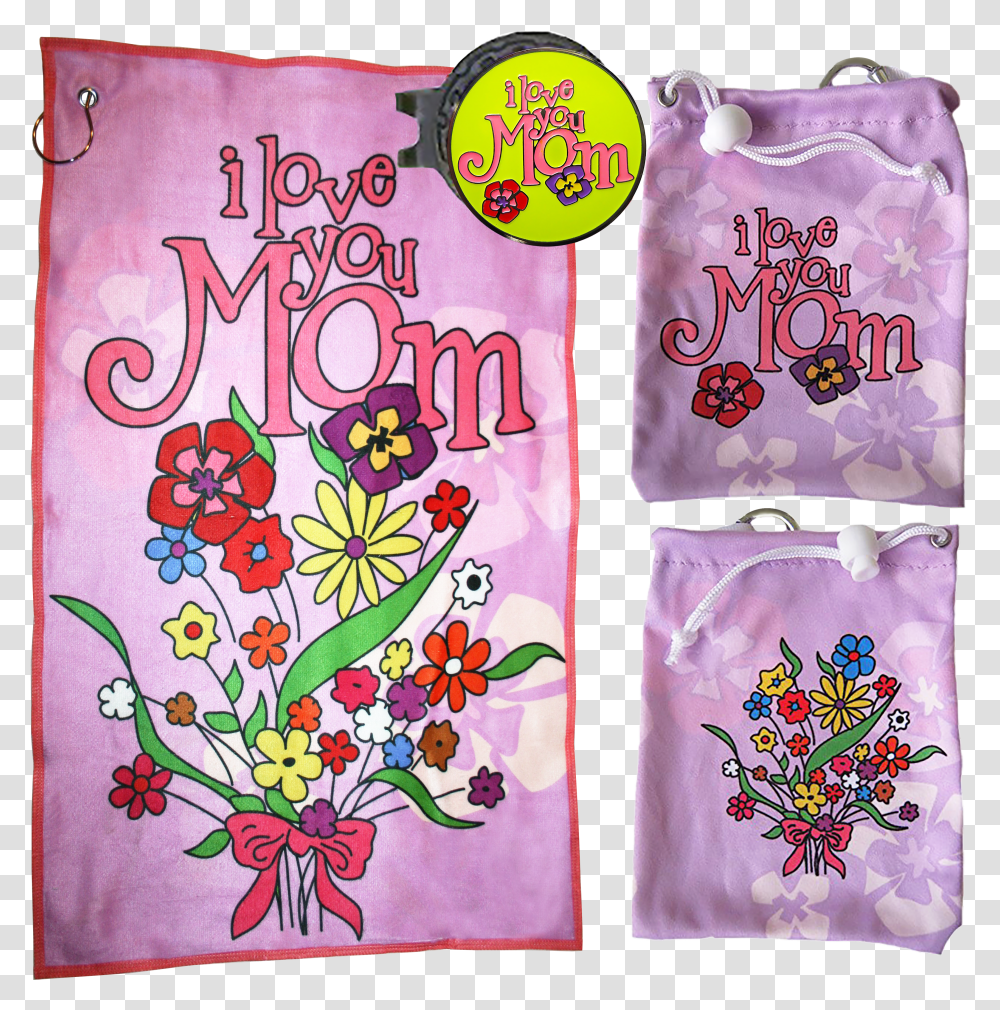 Mom & Dad Bundle 04 Includes Towel Tee Bag Tees I Love Mom Ball Marker & Hat Clip Transparent Png