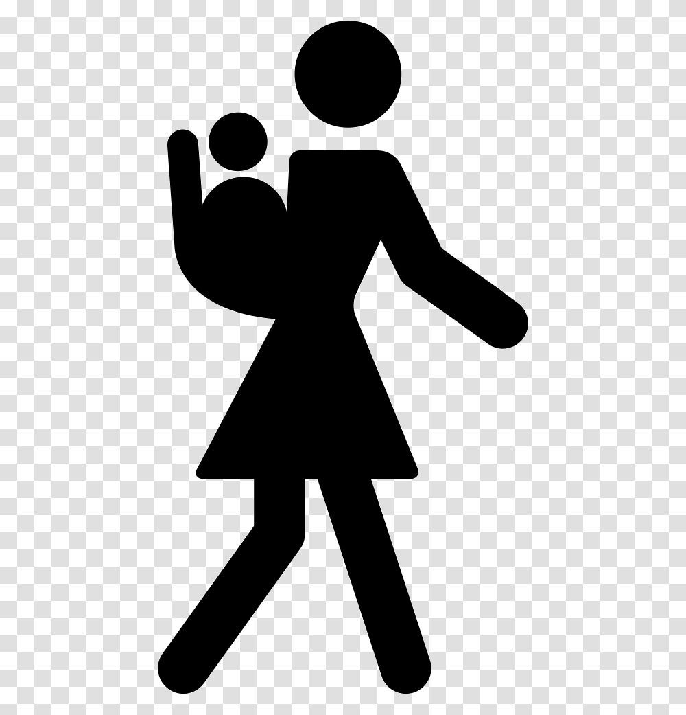 Mom With Baby Icon, Silhouette, Stencil, Person, Human Transparent Png