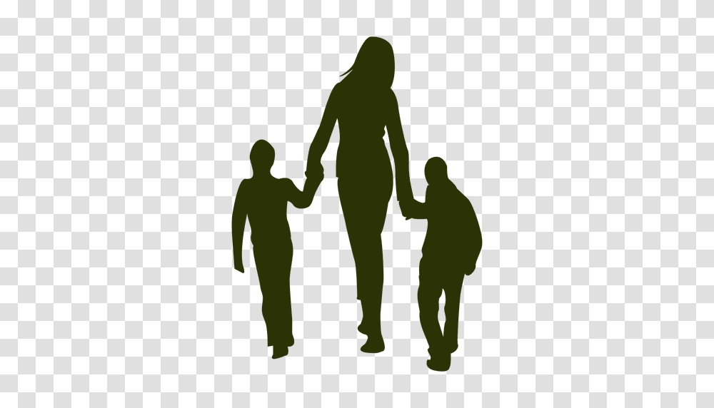 Mom With Children Silhouette, Hand, Holding Hands, Person, Human Transparent Png