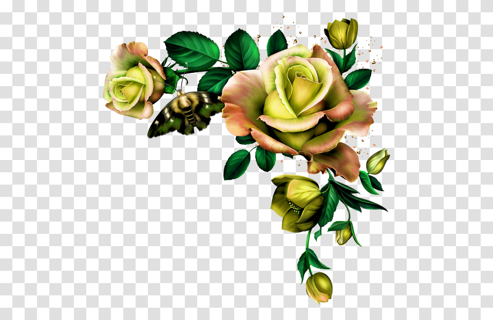 Mon Univers Flowers Blue Rose Border, Green, Floral Design Transparent Png