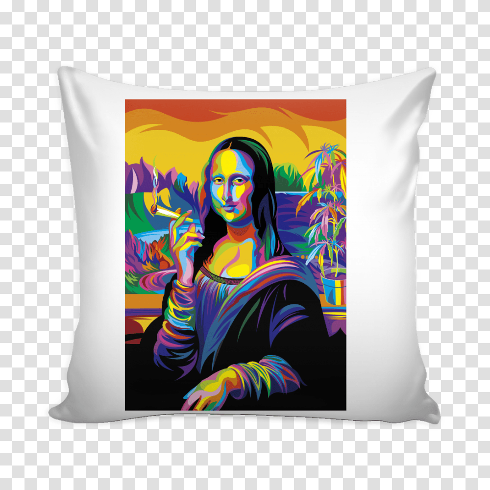 Mona Lisa Smoking Art Pillow Cover Gear Stop Shop, Cushion, Person, Human Transparent Png