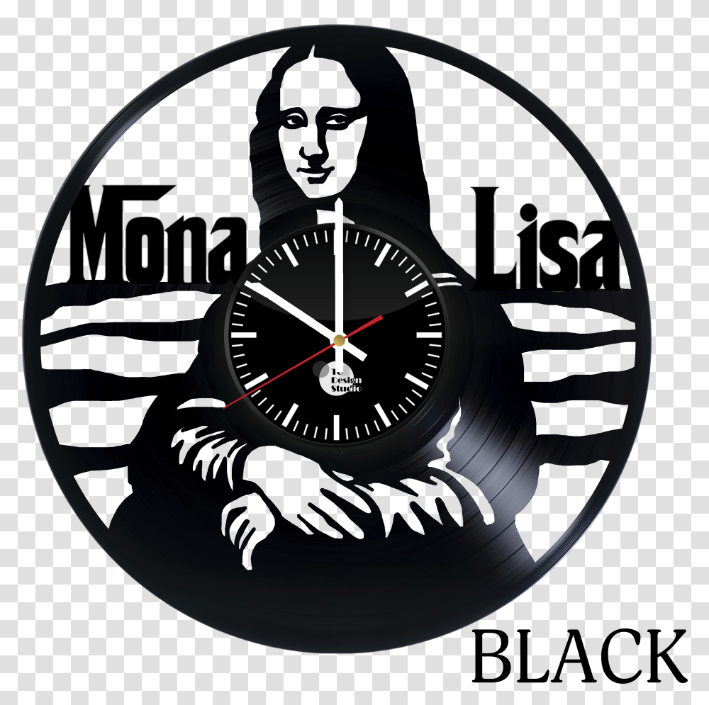 Mona Lisa Vinyl Wall Clock Big Relgio De Vinil Mona Lisa, Analog Clock, Wristwatch, Clock Tower, Architecture Transparent Png