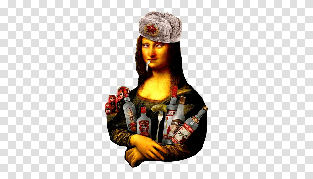 Mona Stickers Set For Telegram, Person, Bottle, Alcohol, Beverage Transparent Png