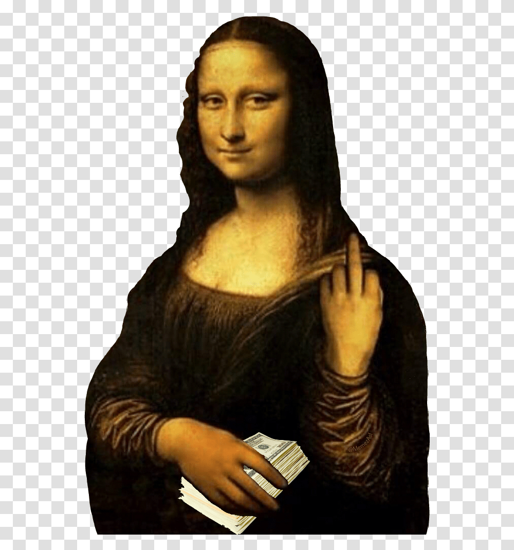Monalisa Money Cash Hundreds Boss Woman Instagram Leonardo Da Vinci Mona Lisa, Person, Human, Art, Painting Transparent Png