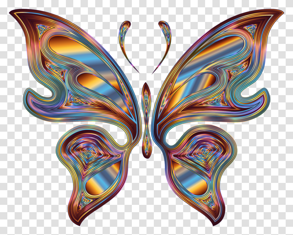 Monarch Butterfly Drawing Insect Cc0 Rainbow Butterfly, Pattern, Ornament, Fractal Transparent Png
