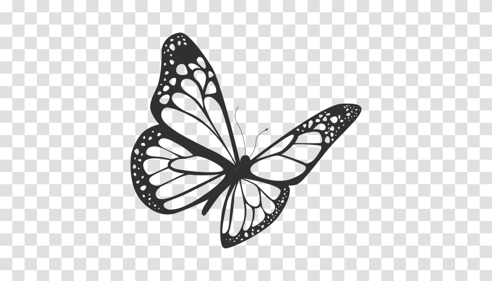 Monarch Butterfly Flying Silhouette, Plant, Stencil, Flower, Blossom Transparent Png