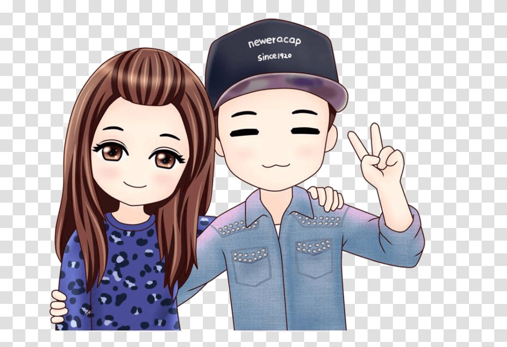 Monday Chibi Cute Couple Cartoon, Person, Doll, People, Girl Transparent Png